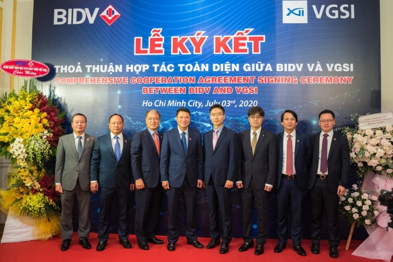Backdrop lễ ký kết hợp tác BIDV và VGSI